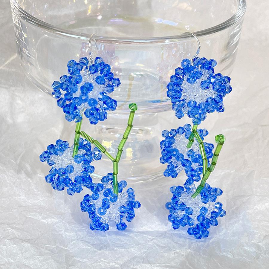 

Серьги-кисточки с кристаллами и цветами из стекла, милые маленькие свежие модные серьги-крючки, универсальные серьги со сладким темпераментом, женские