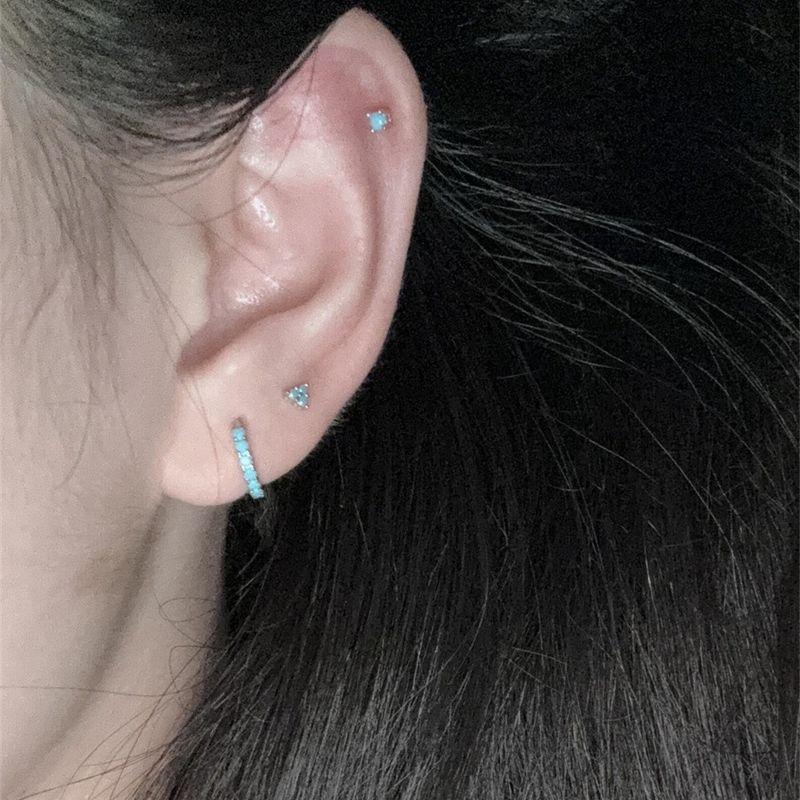 

Zoozmini Turquoise Stud Earrings for Women Retro Fashion Trends Ear Ear Bone Pin Accessible Luxury Niche Design Earrings Earrings Asymmetry