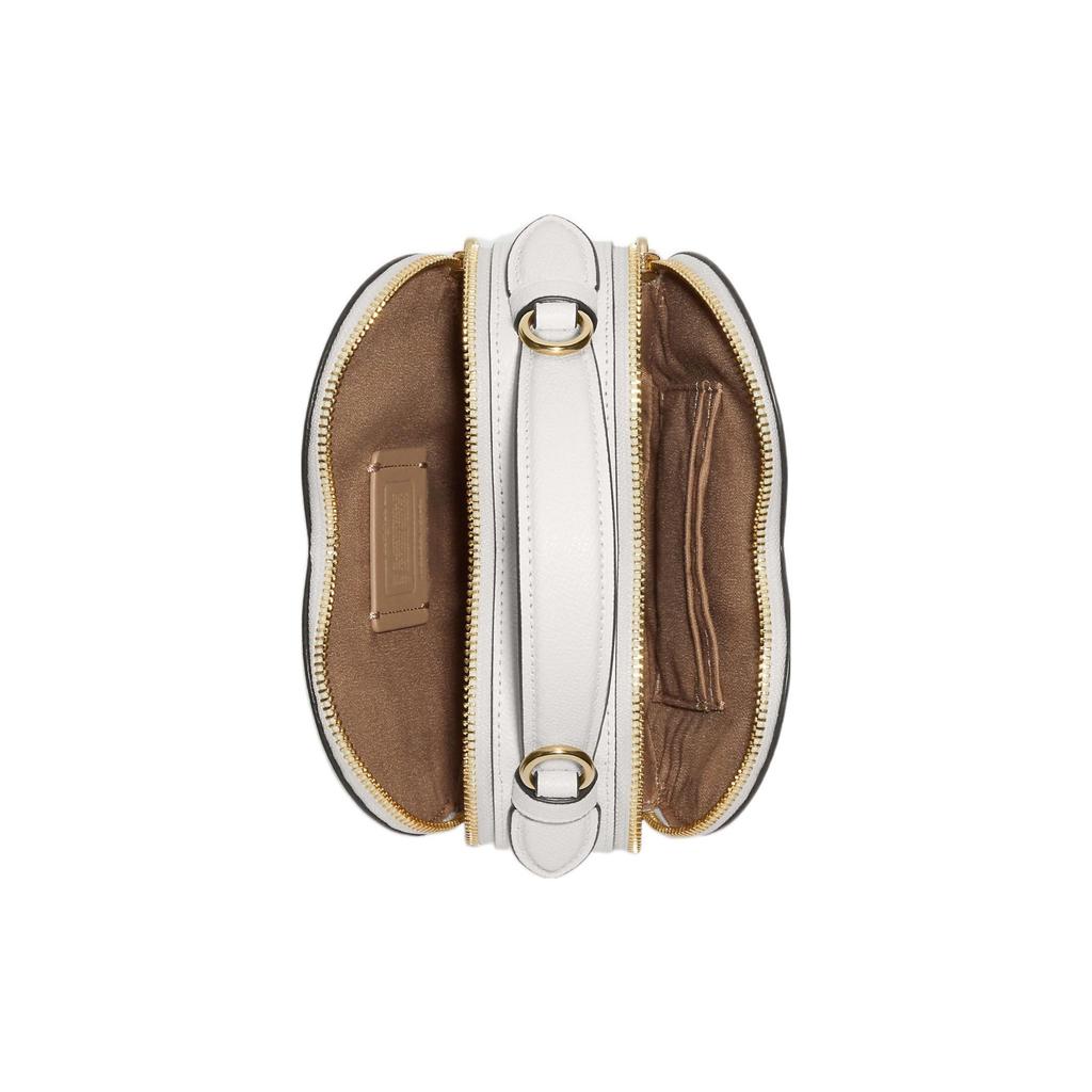Coach Heart 15 Classic Monogram Zip Closure Heart Shaped Coated Canvas And Leather Mini Shoulder Crossbody Bag Women Handbags Light-Khaki CJ450-IMDQC