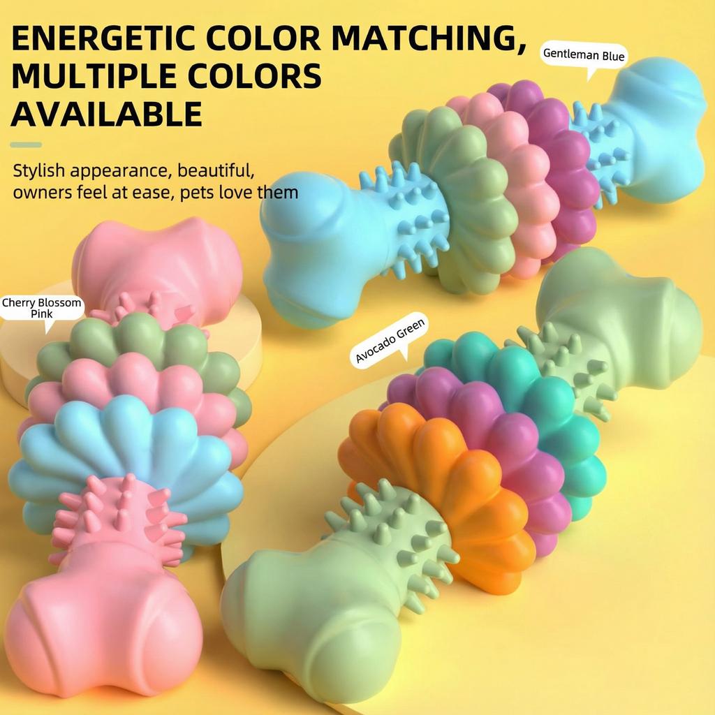 TPR Bone Shaped Dog Chew Toys Durable Puppy Teething Treats For Aggressive Chewers With Meat Like Flaps For Teeth Cleaning