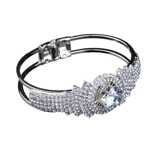 Women Bangle with Design Sparkling Bracelet Formal Buckle Opening Closing Cubic Zirconia Wear