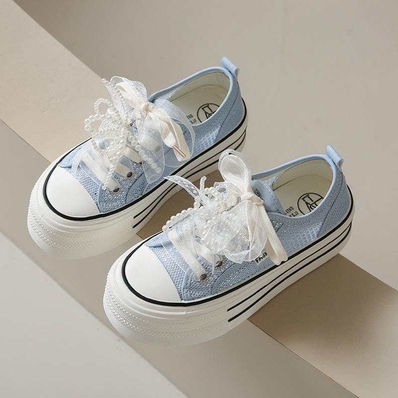 Little white shoes women's 2025 summer new breathable student Korean version casual shoes platform mesh trendy fashion single shoes women