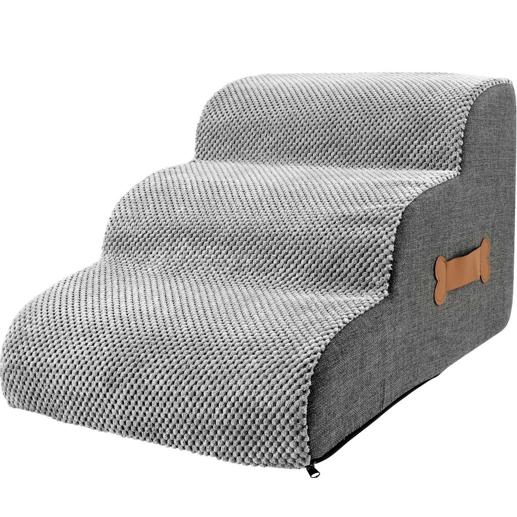 Curved Dog Stairs Ramp for High Beds and Sofa Climbing Pet Steps Nonslip Sponge Filling for Small Dogs and Cat