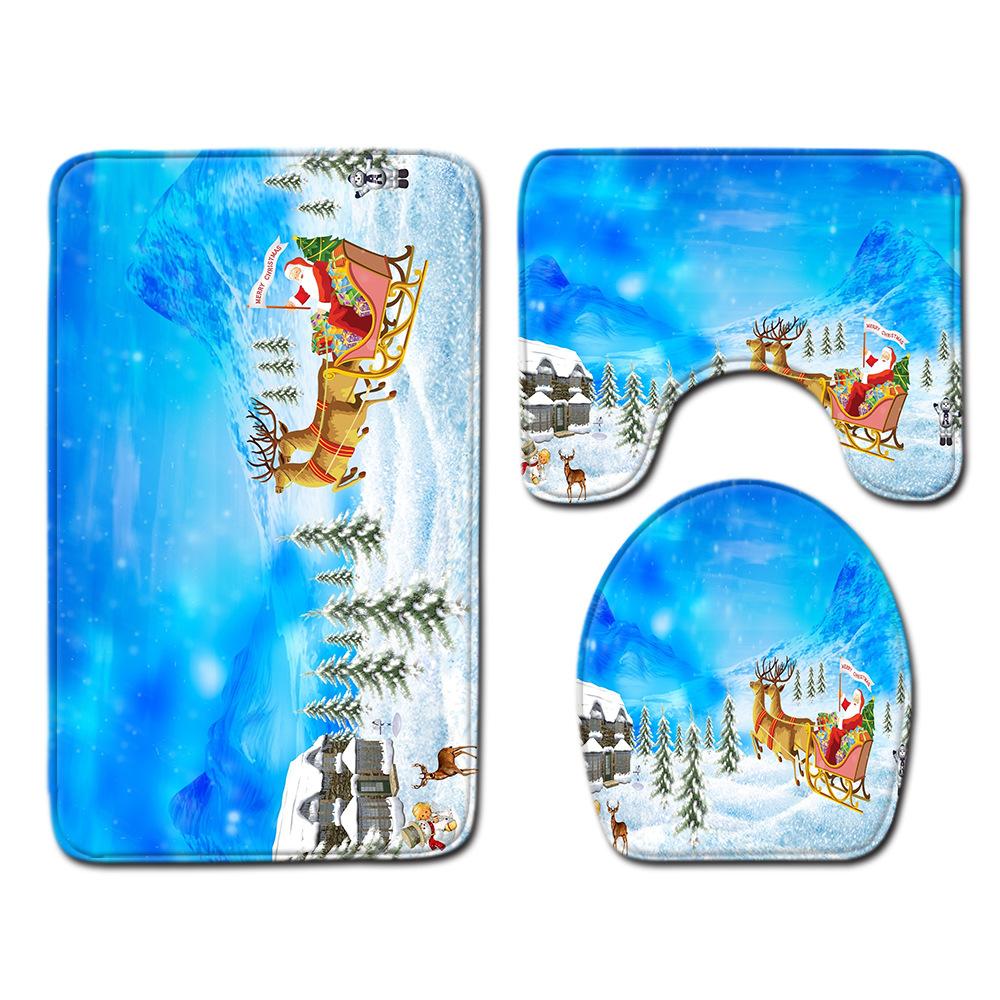 Christmas Bathroom Floor Mat Toilet Three-Piece Set