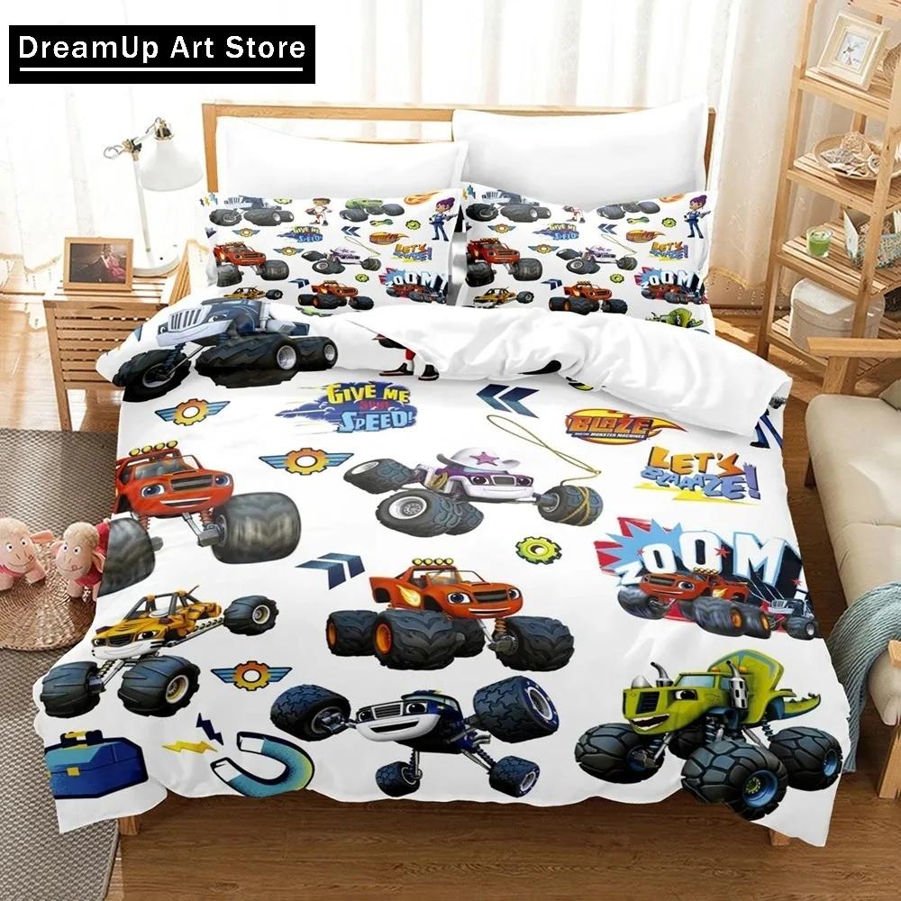 3D Print Blaze N Monster Machines Bedding Set Cartoon Duvet Cover Double Twin Full Queen King Adult Boys Bedclothes Quilt Cover