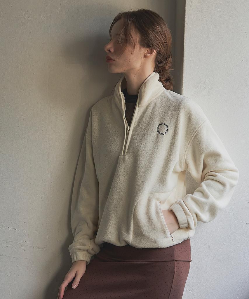 Iteoneolmomeonteu Soft Terry Half Zip Sweatshirt_Cream