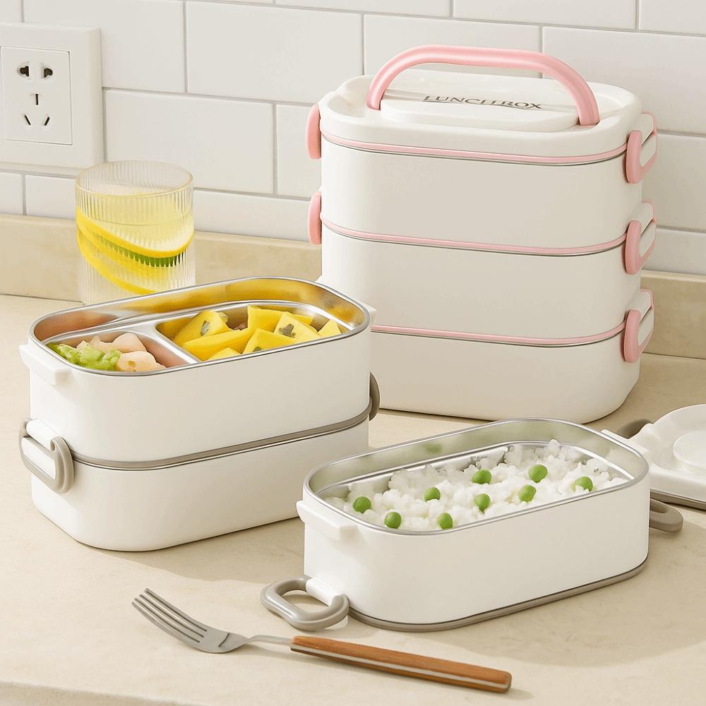 Large Capacity Stainless Steel Lunch Box Insulated Divided Food Storage Container  for Home