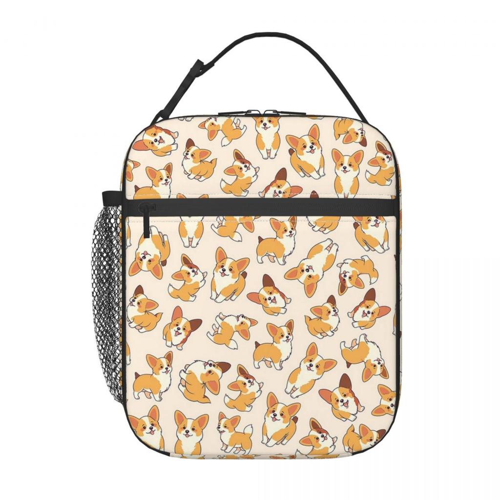 Cute Cartoon Corgi Insulated Lunch Bag for Women Children Leakproof Food Boxes Thermal Lunch Box Tote