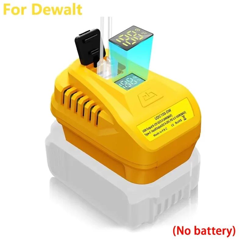 Adapter Charger For Makita/Dewalt/Milwaukee/Bosch/Einhell 18V Li-ion Battery With USB Type-C Input Output Port LED Display