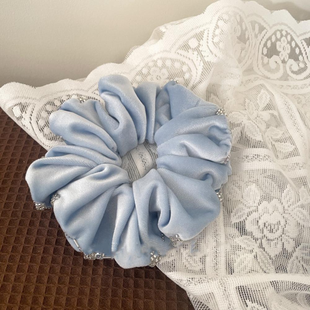 Ponytail Holder Velvet Scrunchies Elastic Hair Ring Fashion Rhinestone Hair Rope  Female