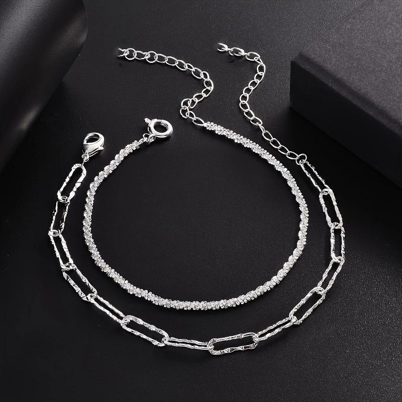 Two Piece Set of Shimmering Bracelets for Women, Sweet and Simple Layered Bracelets