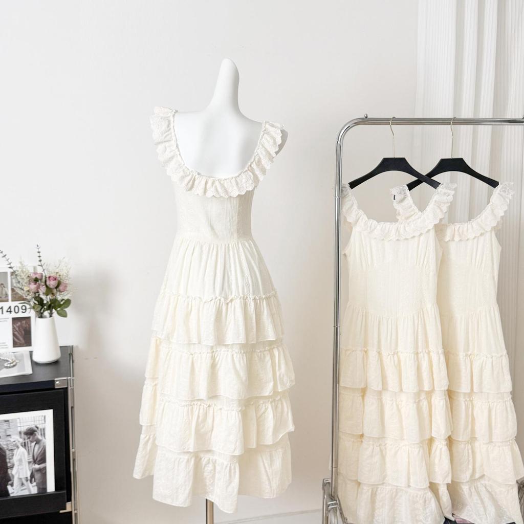 Elegantes Sommer-Trägerkleid für Damen: Erste Liebe Prinzessinnenstil, Tailliert, Flauschiger Langer Rock