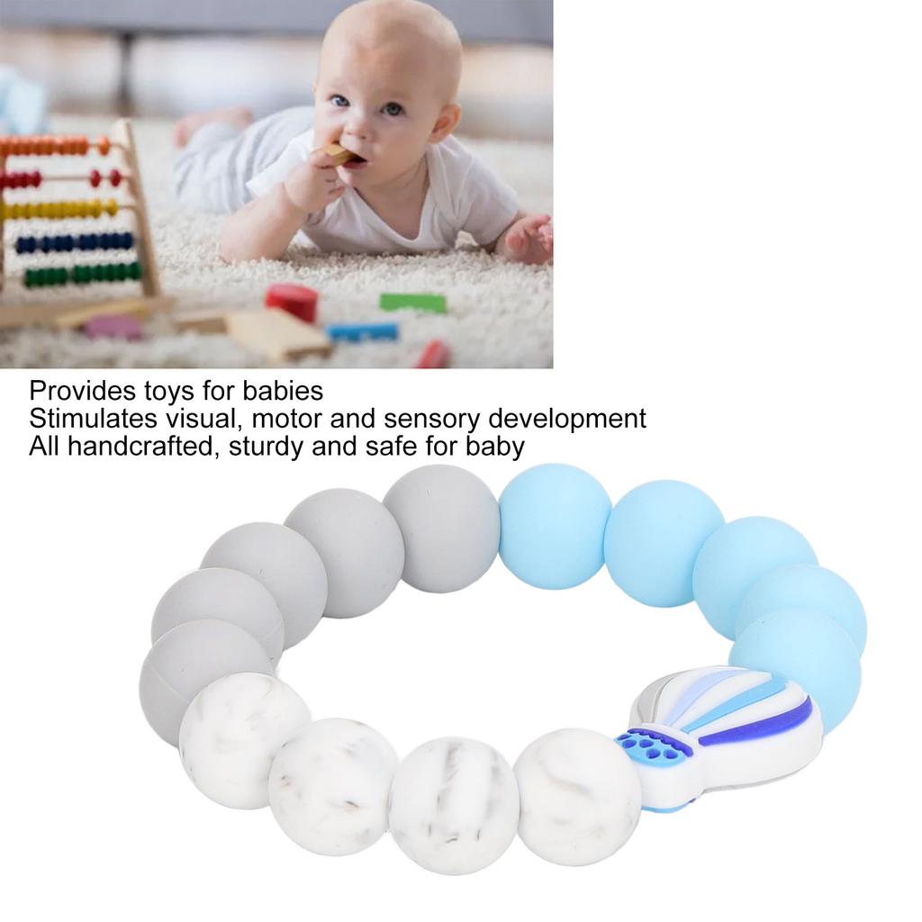 Baby Teething Bracelet Loose Silicone Round Handcrafted Infant Bracelet Teether Toys for Nursery