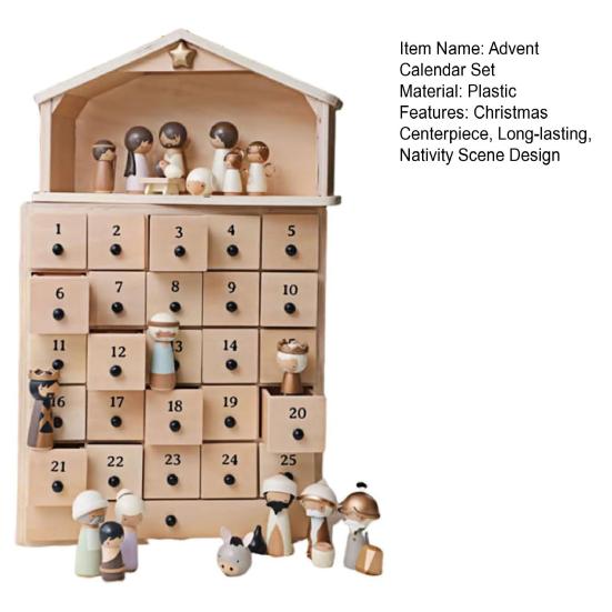 Räddaren Julkrubba Adventsset Julkrubba Adventskalender med 25 Lådor Julbordsdekoration Religiös Familjetradition Minne för Kristna