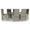 VidaXL Garden Dining Furniture and Cushions 7 Pcs Grey Rattan 3185026