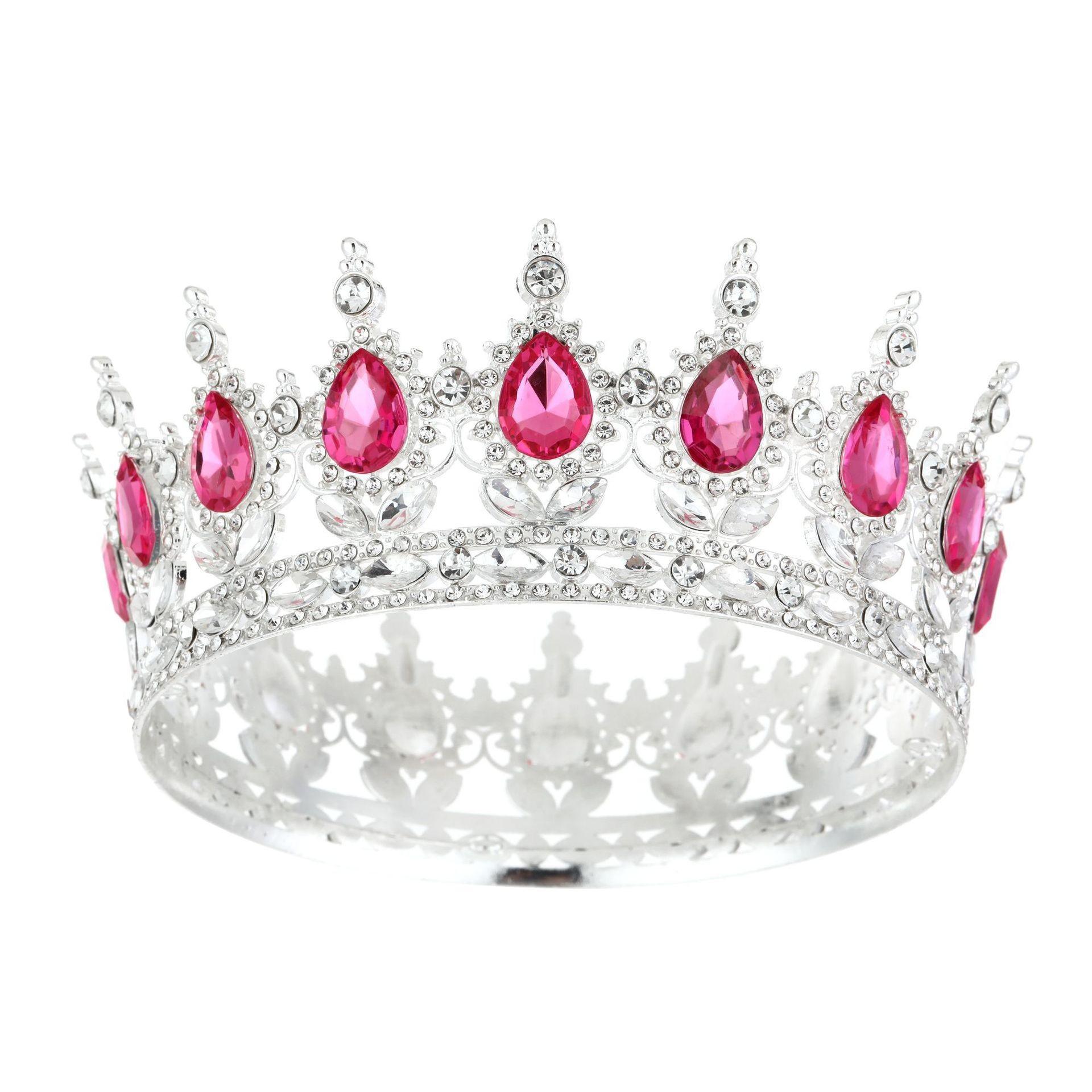 

European Baroque Round Crown Alloy Tiara Bridal Wedding Accessories Birthday Coming of Age Ceremony Round Crown