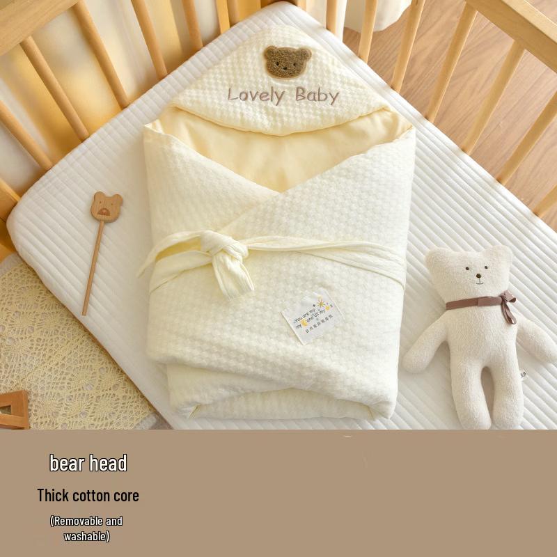 Baby Cotton Swaddle Blanket with Bear Head