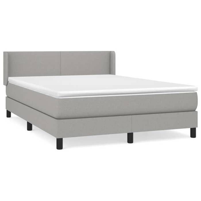 3129553 vidaXL Lit à sommier tapissier avec matelas Gris clair 140x200cm Tissu