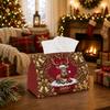 1pc Ornate Festive Holiday Tissue Box - Multi-Functional Christmas Napkin Dispenser, Made of Durable Polyester, Decorated with Reindeer Bell Poinsetti