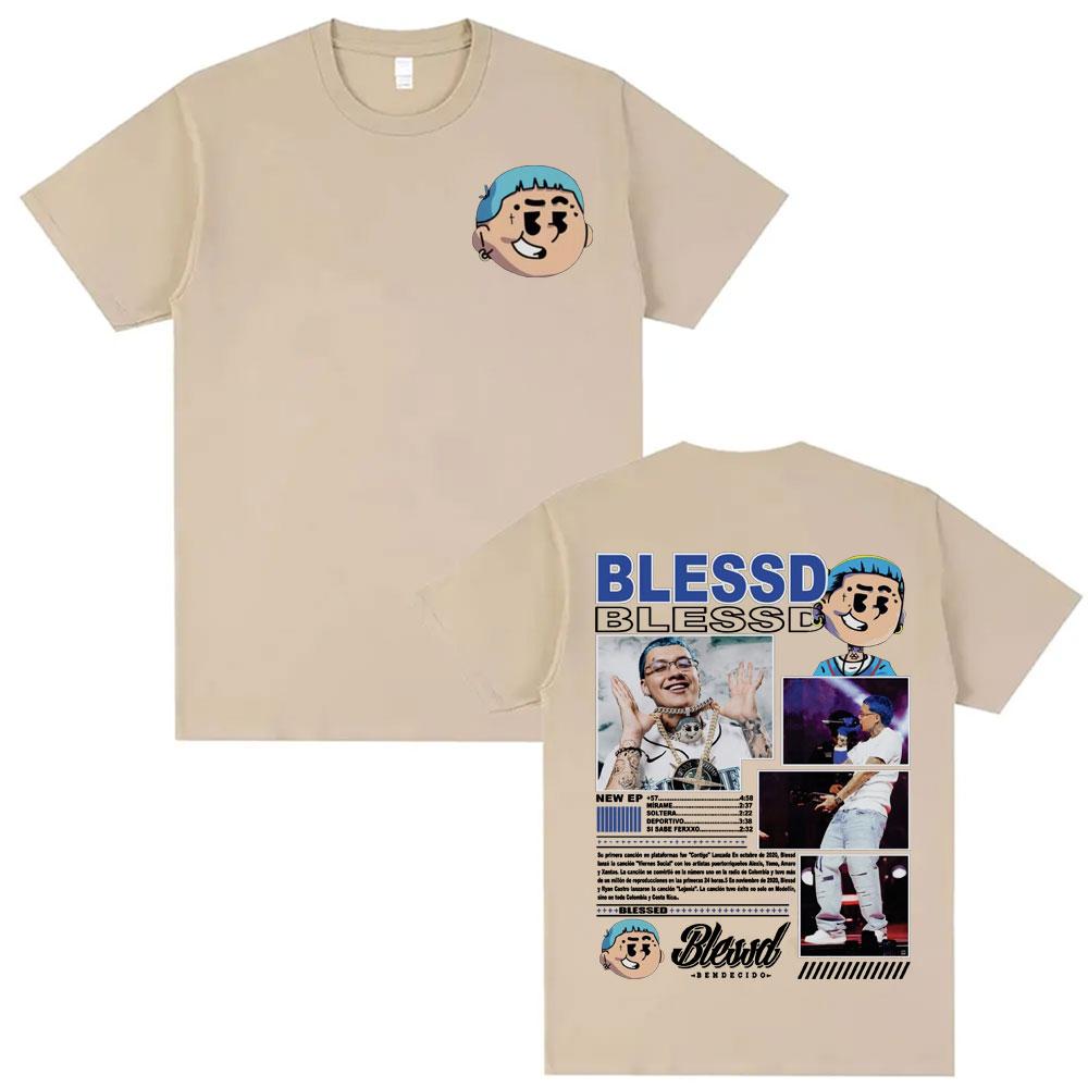 

BLESSD BENDECIDO Tour 2025 Merch Rapper T-Shirt, Men s and Women s Clothing, High Quality Harajuku Hip Hop Cotton T-Shirt 4XL