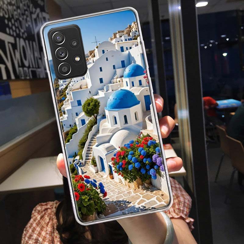 

Греция летом. Чехол для телефона Санторини для Samsung A54 A57 A37 A17 A14 A15 A12 A24 A34 A55 A35 A25 A52S A07 A05S A04S A22 A32 A7 Samsung A17 5G