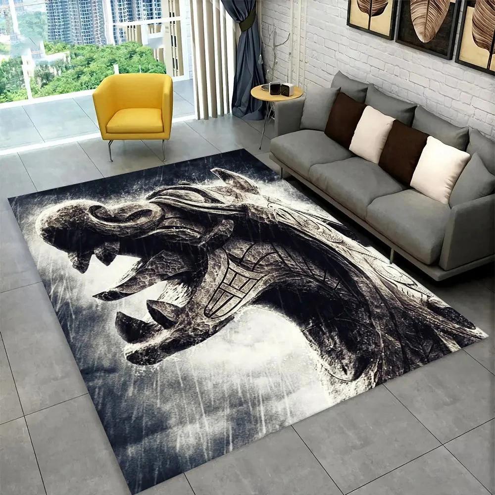 Nordic Viking Mythology Odin Valhalla Carpet Rug for Home Living Room Bedroom Sofa Doormat Decor,kid Area Rug Non-slip Floor Mat