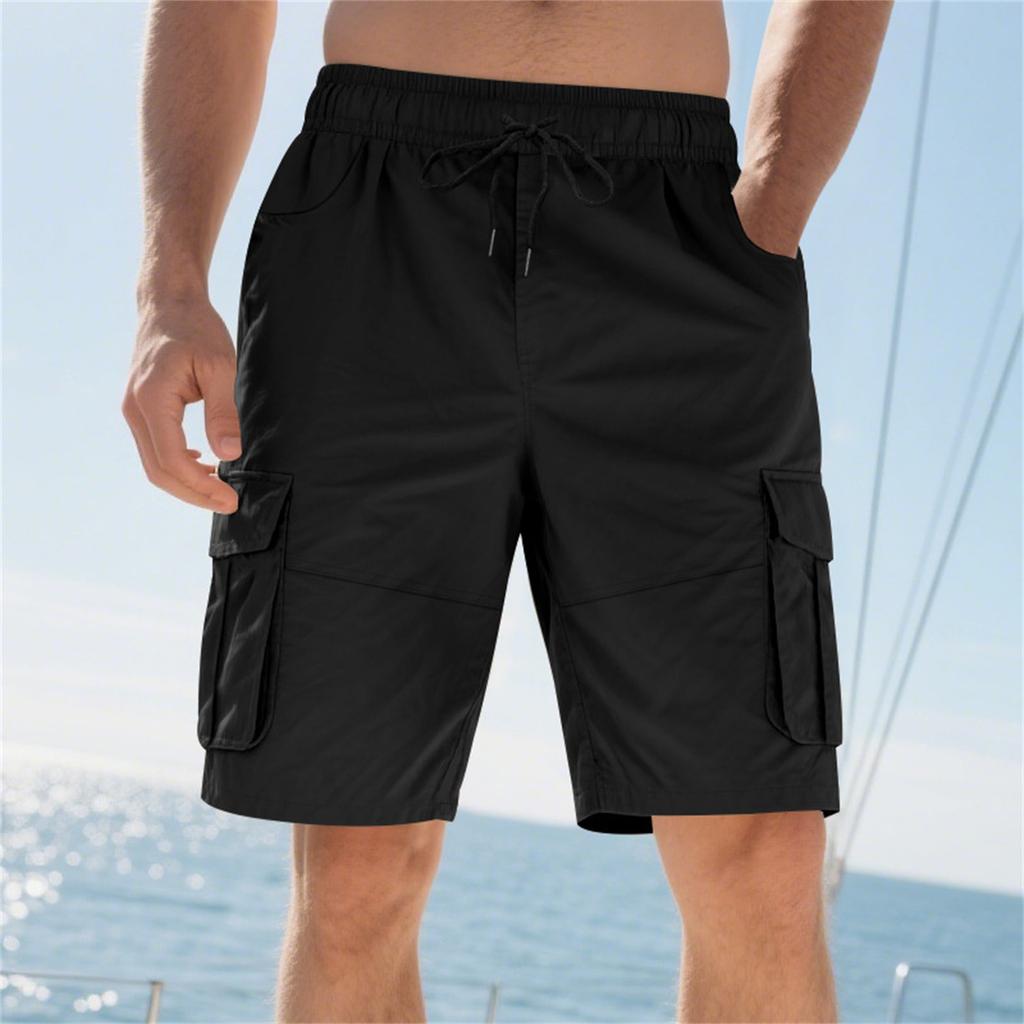 Men's Summer Loose Outdoor Sports Multi-Pocket Cargo Shorts Casual Pants Quarter Pants