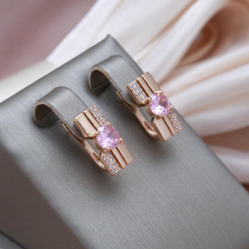 Kinel Pink Zircon Square Englische Ohrringe für Frauen