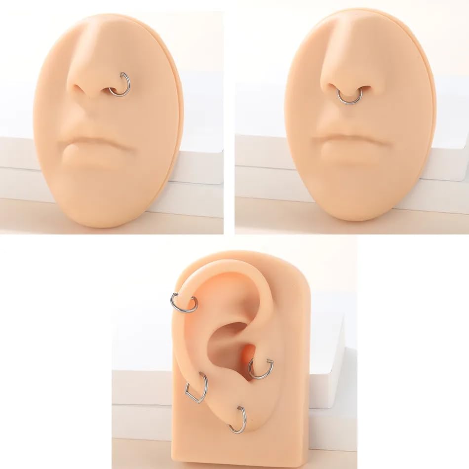 Titanium Clicker Body Piercing 16 8mm 16G Hinged Cartilage BC2771608 [Green Piercing] D-shaped (Size) Gauge/(Inner Diameter)