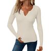 Women's Casual Solid Color V Neck Slim Button Knit Sweater Long Sleeved Base Sweater Sweater