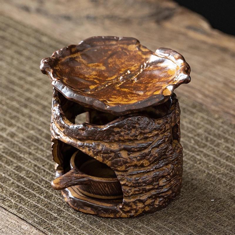 Durable Retro Ceramic Tea Light Candle Holder & Wax Melt Burner - Multi-Functional, Anti-Scald