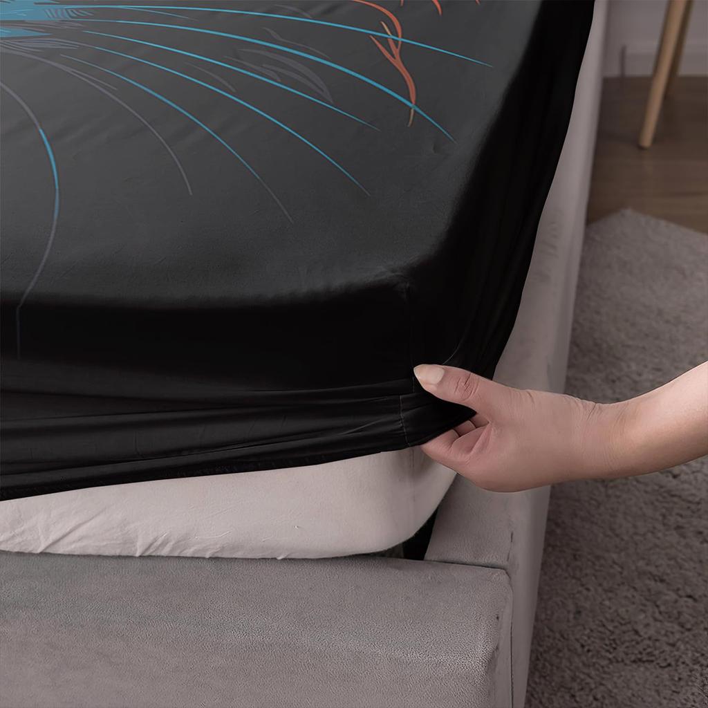 Animal Black Cat Pattern Bed Hat Three-Piece Digital Printing Bedding Bed Hat Three-Piece Set Children And Adults