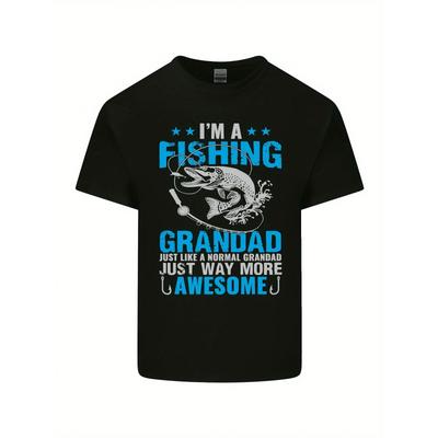 Humorous Fishing Grandpa T-Shirt for Men - Featuring a Slogan About Being a Fishing Grandpa Along with Designs of Grandkids And Fish, This Casual Tee