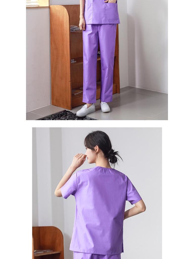 Unisex Short-Sleeve Surgical Gown and Long-Sleeve Workwear Scrub Set - Polyester/Cotton Blend