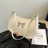 Y2K Style Metallic Underarm Bag, Minimalist Crescent Purse with 3D Bow Detail Shoulder Purse for Casual Dating Versatile Bag