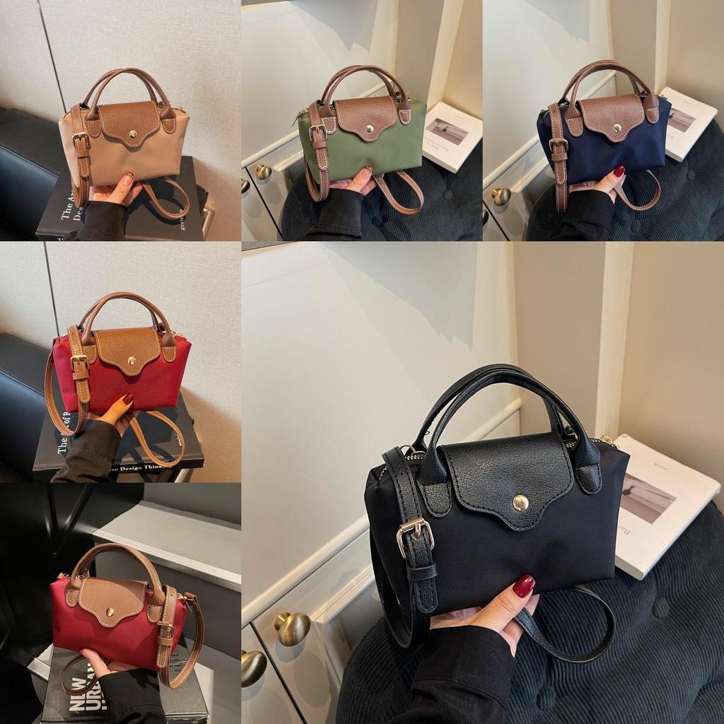 Minimalist Womens Small Square Nylon Shoulder Bag With Inner Zipper Pocket For Casual Outings