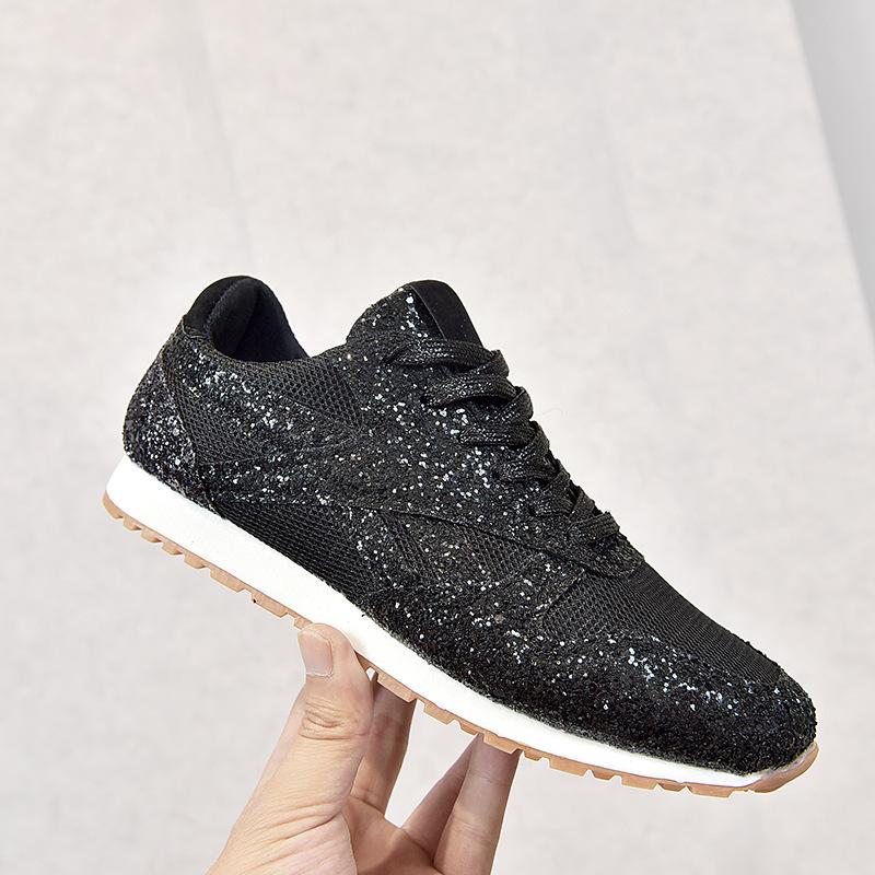 

Новые 2025 осень новые маффины пайетки повседневная обувь дышащие стразы платформа спортивная женская обувь 41