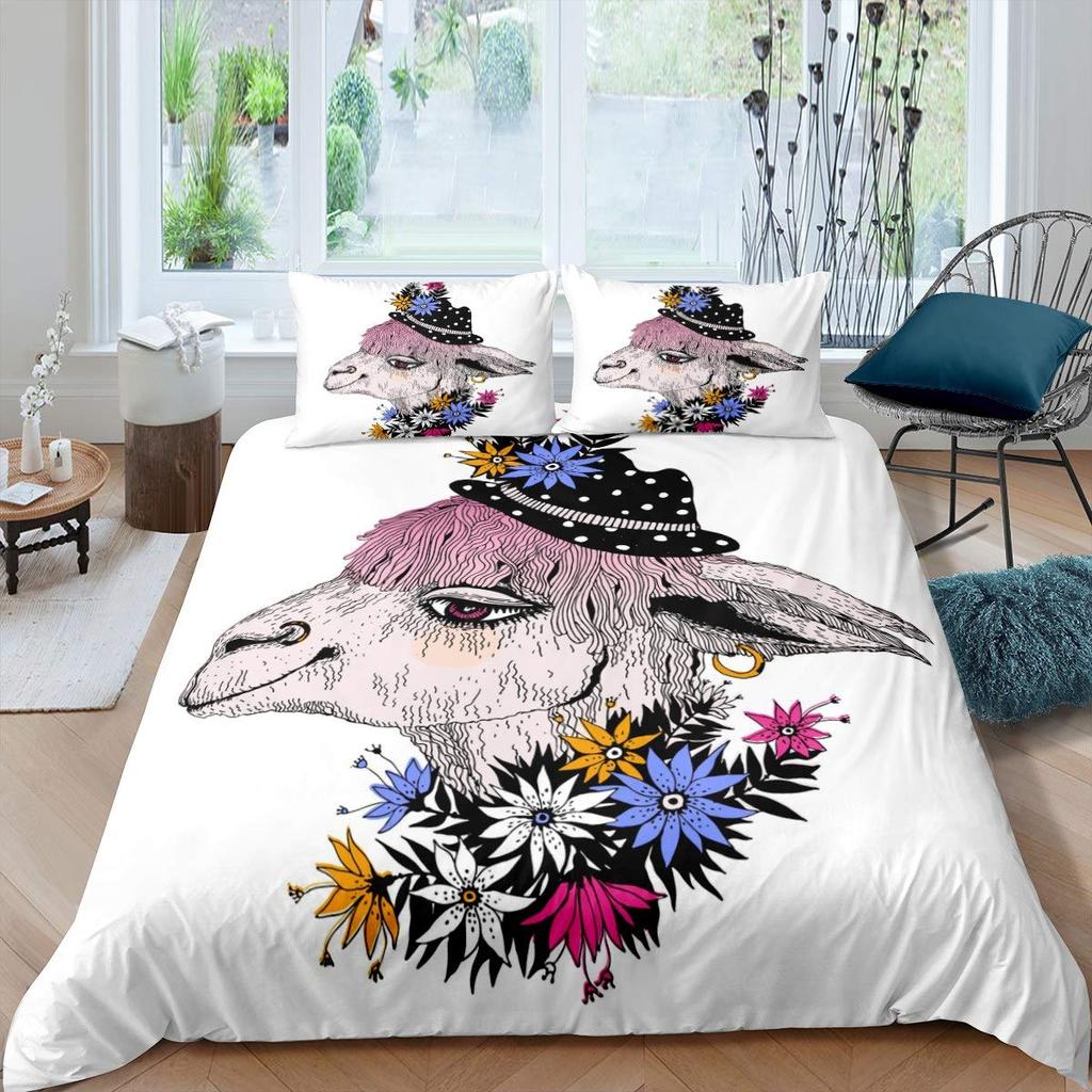 Alpaca Duvet Cover King Size,Cute Llama Bedding Set for Girls Teens Women Couple,bedroom Decor Comforter Cover with 2 Pillowcase