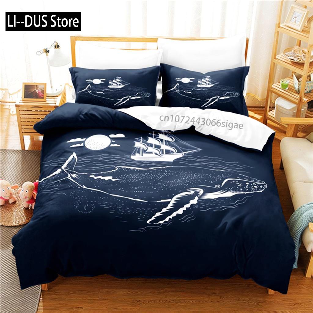 

Cartoon Whale Painting Bedding Set Duvet Cover Set Bedding Digital Printing Queen Size Bedding Set Fashion Design EU Single(135*200cm)3pcs