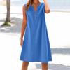 Women's cotton and linen dress summer sleeveless comfortable travel beach dress fashionable spring and summer vacation wear