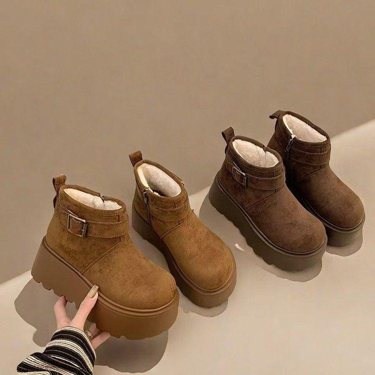 Muffin thick-soled snow boots shoes piled and thickened Northeast cotton boots warm short boots