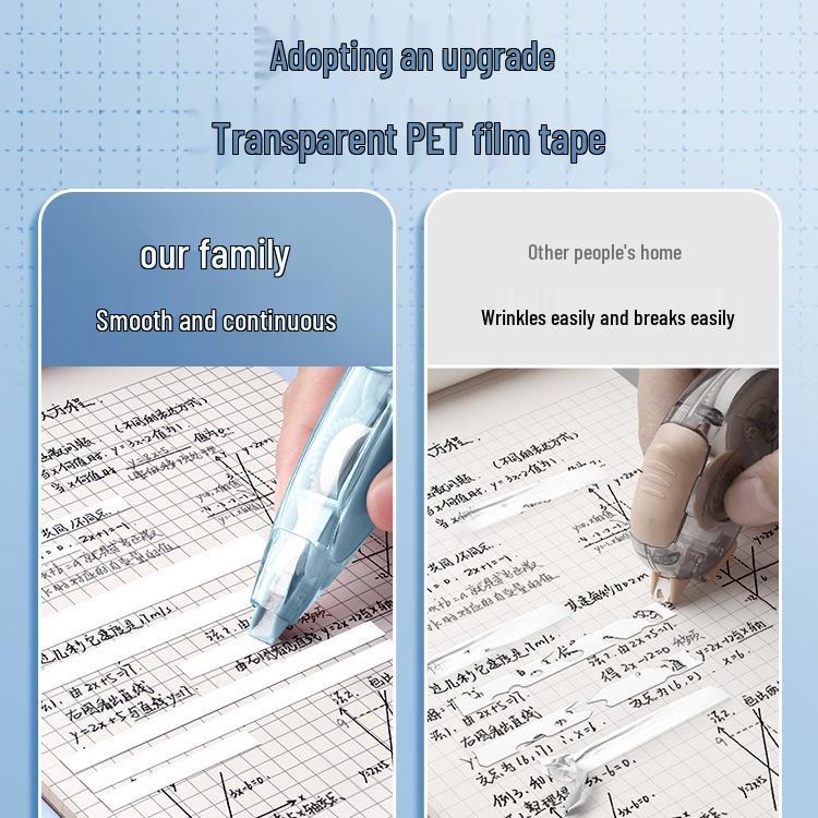 Changli Replaceable Core Correction Tape, Click-Type, Transparent PET Film, Smooth Erasing, Simple Design.