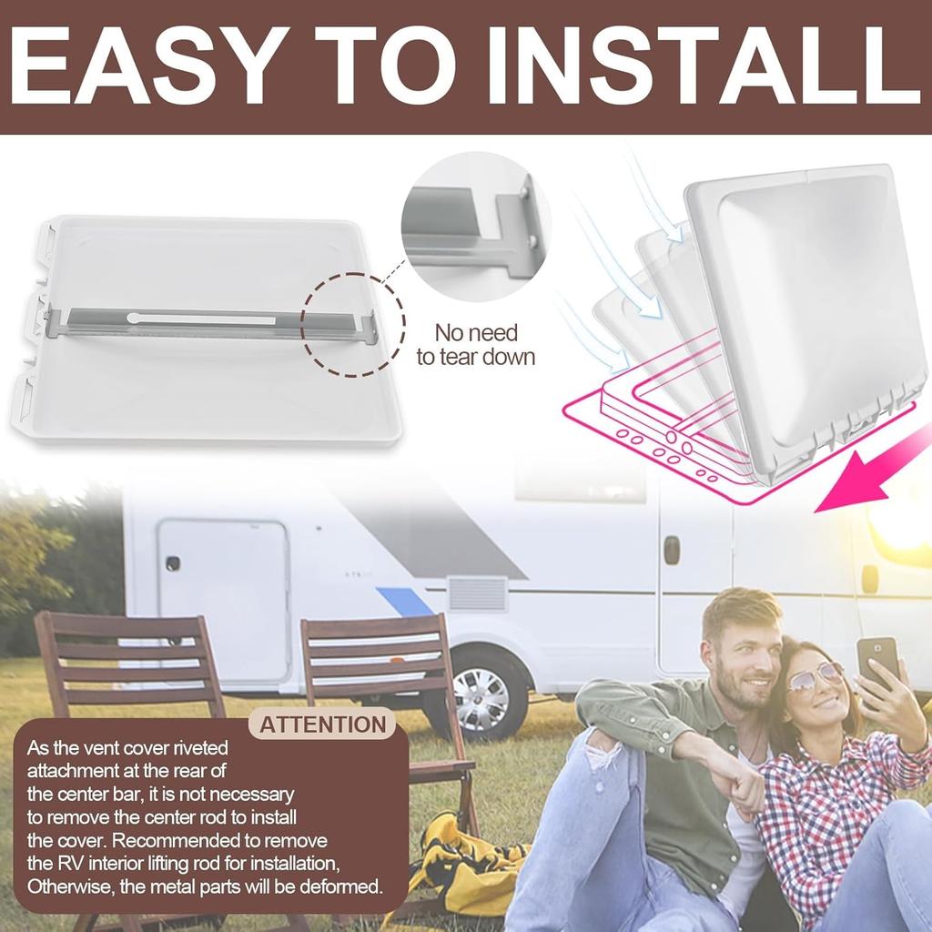 Wadoy 13 X 13 Inch RV Camper Vent Cover/Lid Comaptible With Jensen 40152 Metal Base 1994 & Up Models, Universal Roof Vent Cover Replacement For RV,