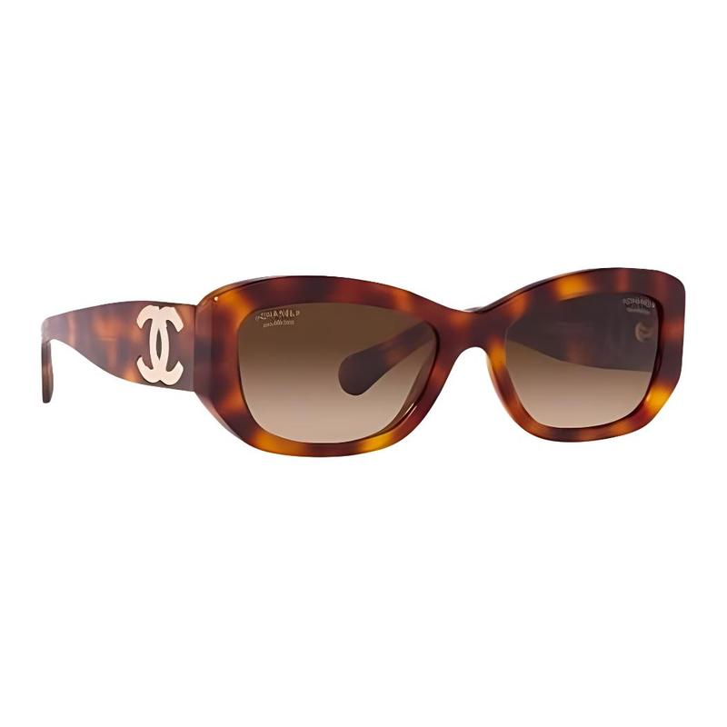 CHANEL side letter decoration brown irregular sunglasses women's style