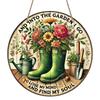2D Flat, 1pc Round Aluminum Metal Wall Sign, Rustic Style "Welcome to My Garden" Wall Decor - A Product with Floral and Gardening Tool, Suitable for