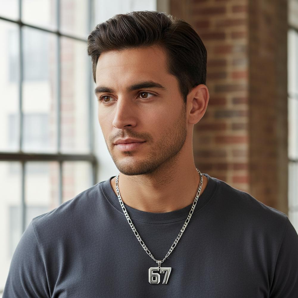 Fashion Stainless Steel 67 Number Digital Necklace Athlete Necklaces For Men Women Kids Girls Chain Personalize Jewelry Gift