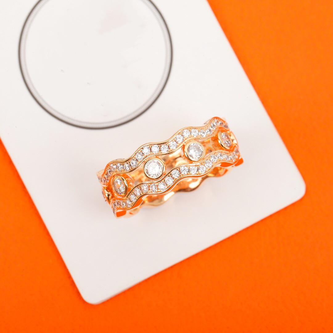 

High New 2023 Sale Trendy Top Quality Europe Famous Brand Classic Gifts Luxury Jewelry Rings For Women Wave Design Engagement 5 белого золота