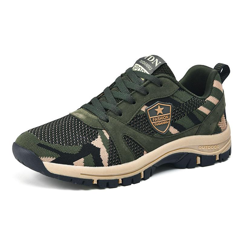 New Camouflage Shoes Outdoor Sports Shoes Military Training Shoes Summer Hollow Breathable Camouflage Running Student Shoes