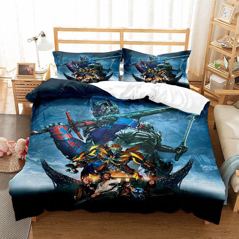 Transformers Printed Quilt Cover Pillowcase 3D Digital Printing Three-Piece Set