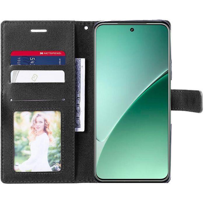 Coque + 2 Verres Trempés pour Xiaomi 15 Pro, Protection Antichoc Anti-Rayures Effet Cuir Élégant Noir